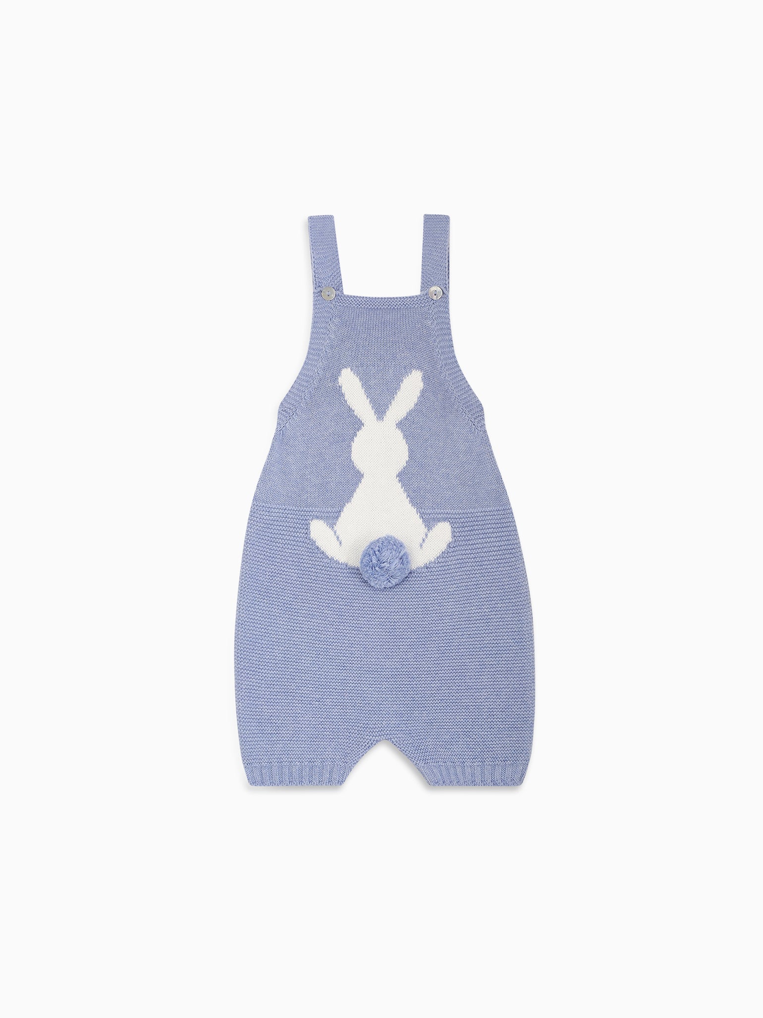 Blue Crispa Cotton Bunny Baby Knitted Dungarees – La Coqueta Kids