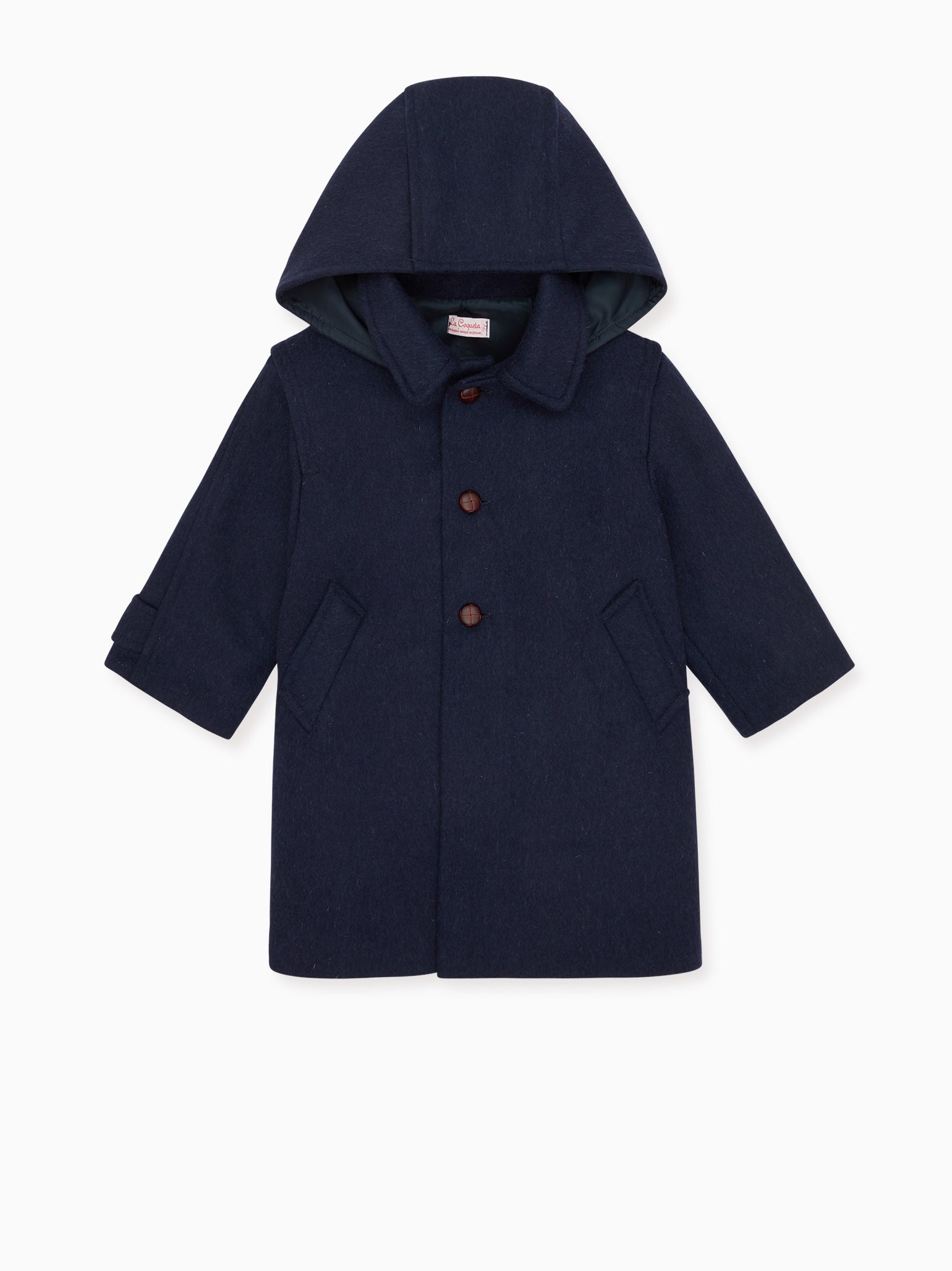 Navy Loden Wool Kids Coat La Coqueta Kids