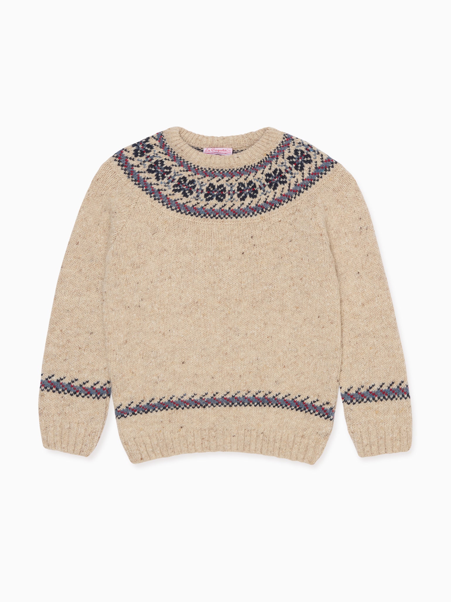 Ivory Merino Fair Isle Kids Jumper La Coqueta Kids