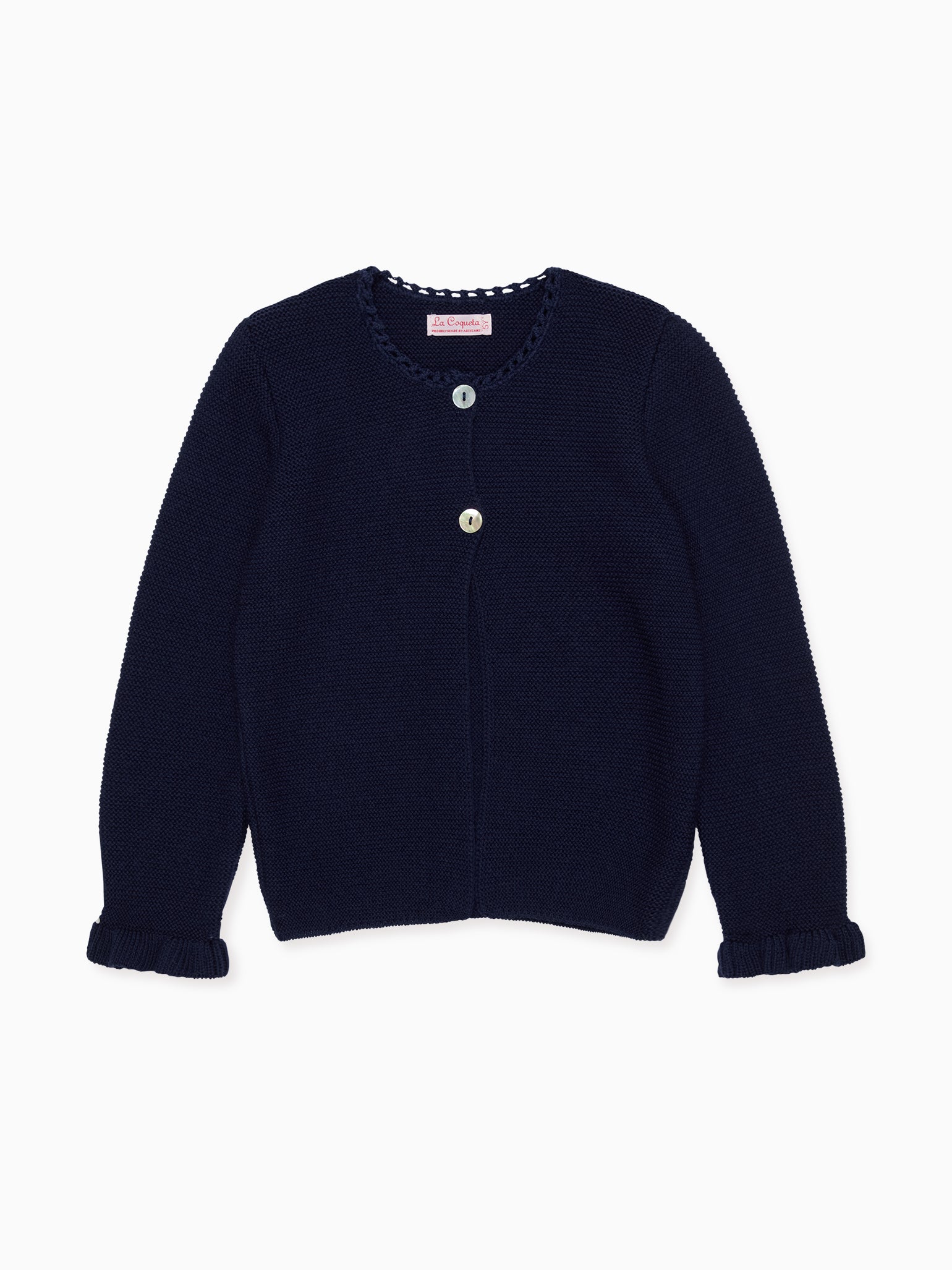 $142 Il Gufo Italian on sale girls soft navy thin wool blend Cardigan