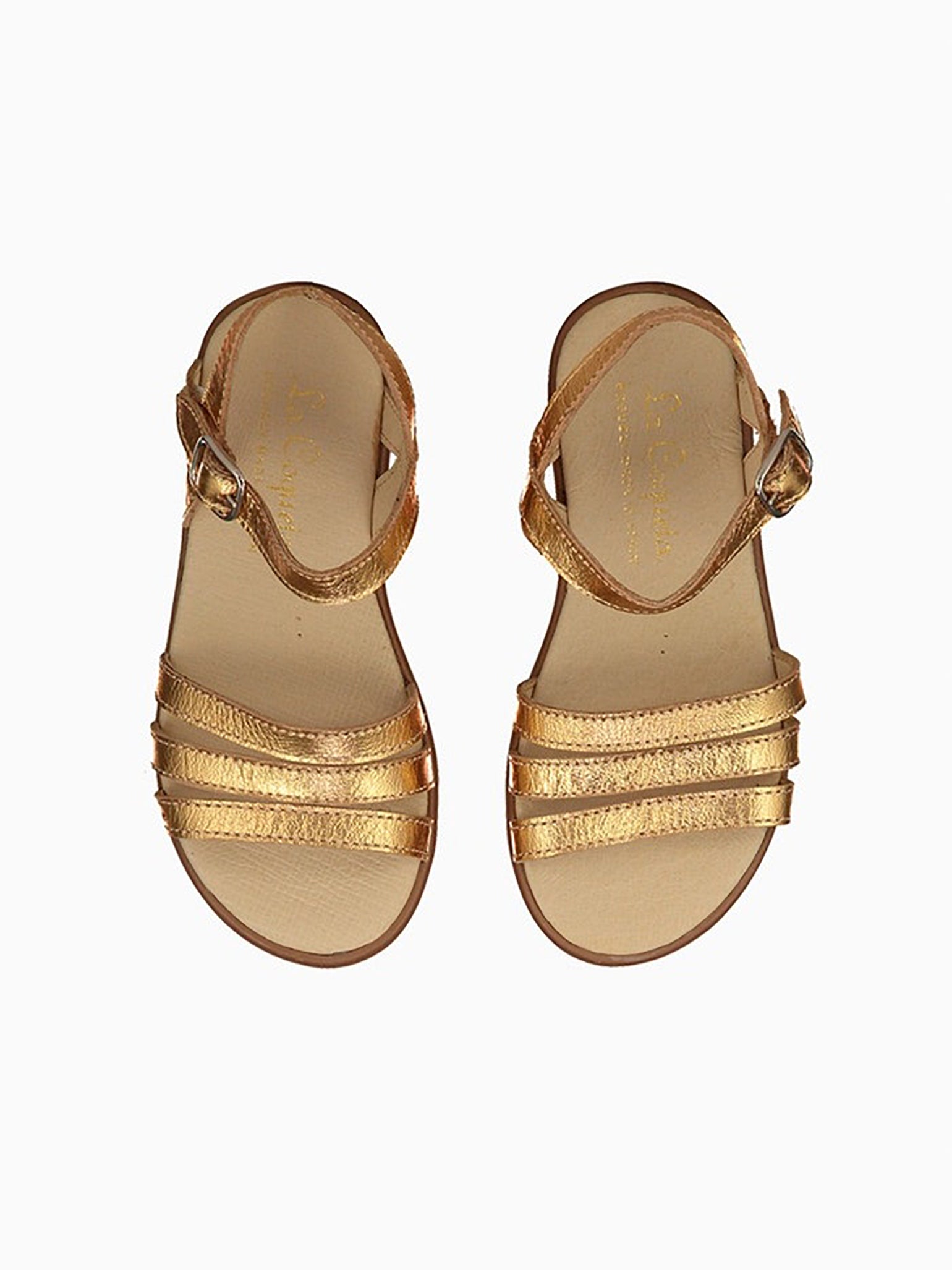 Gold Siena Leather Girl Sandals La Coqueta Kids