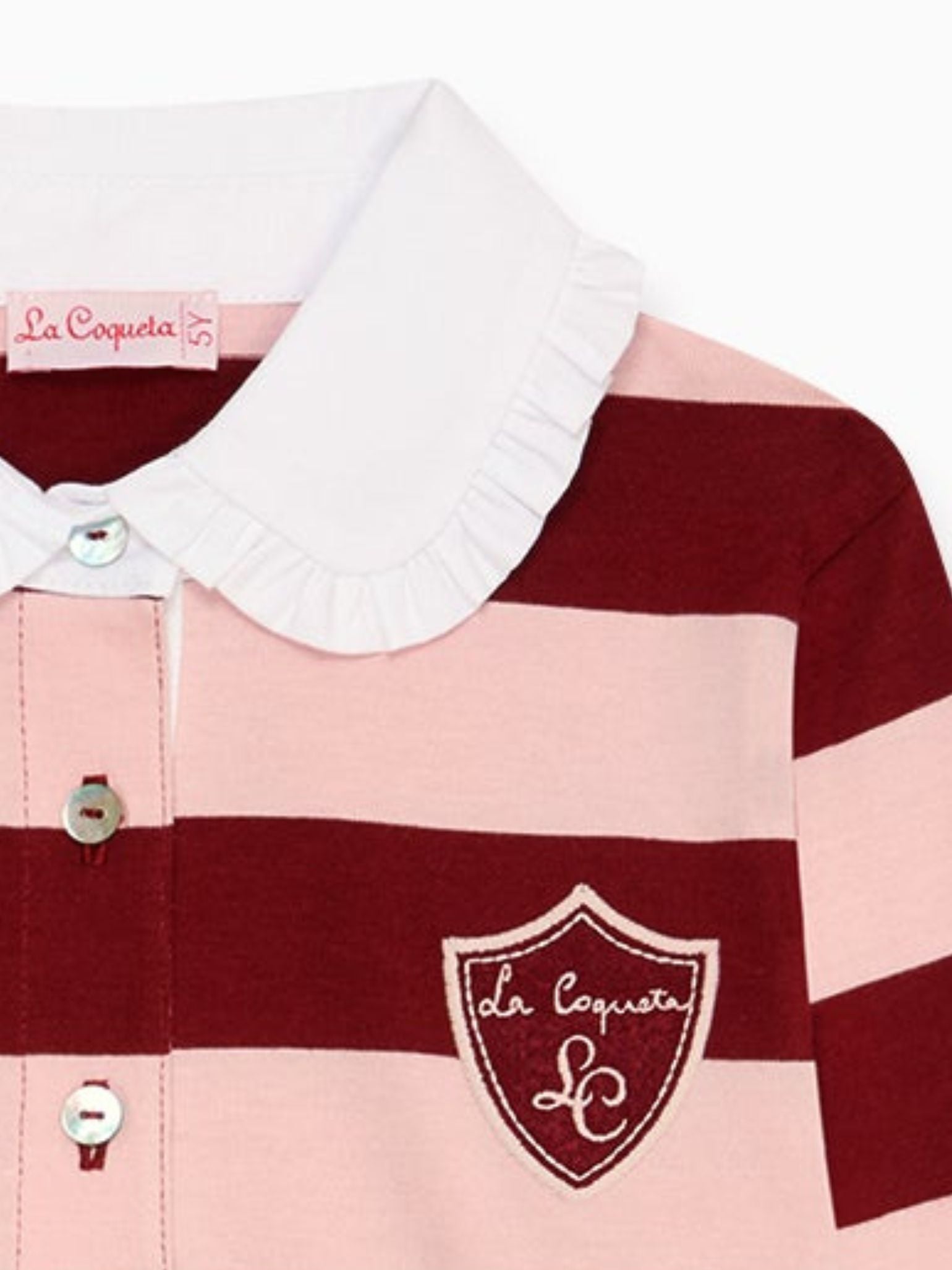 Pink Stripe Rosalie Long Sleeve Girl Polo Shirt