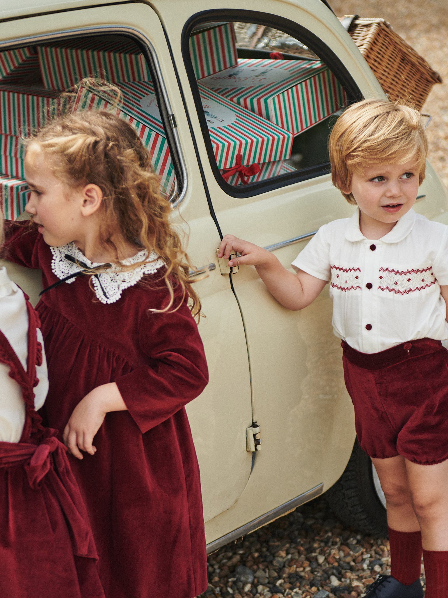 Burgundy Antonella Velvet Girl Dress La Coqueta Kids