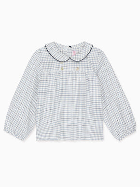 Navy Check Adrian Long Sleeve Baby Shirt