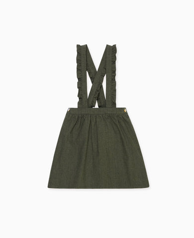 Olive Check Agata Girl Pinafore Skirt