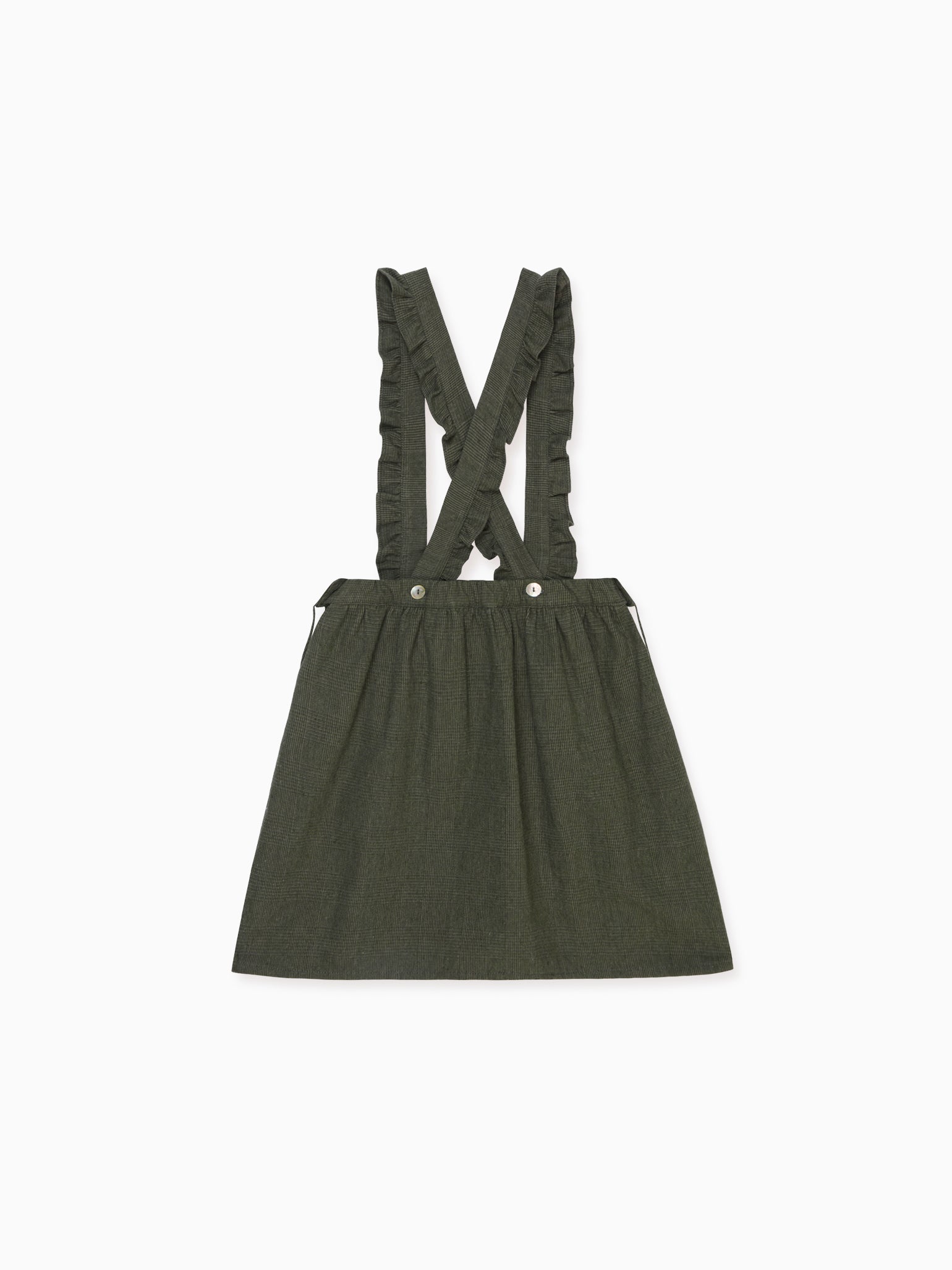 Olive Check Agata Girl Pinafore Skirt