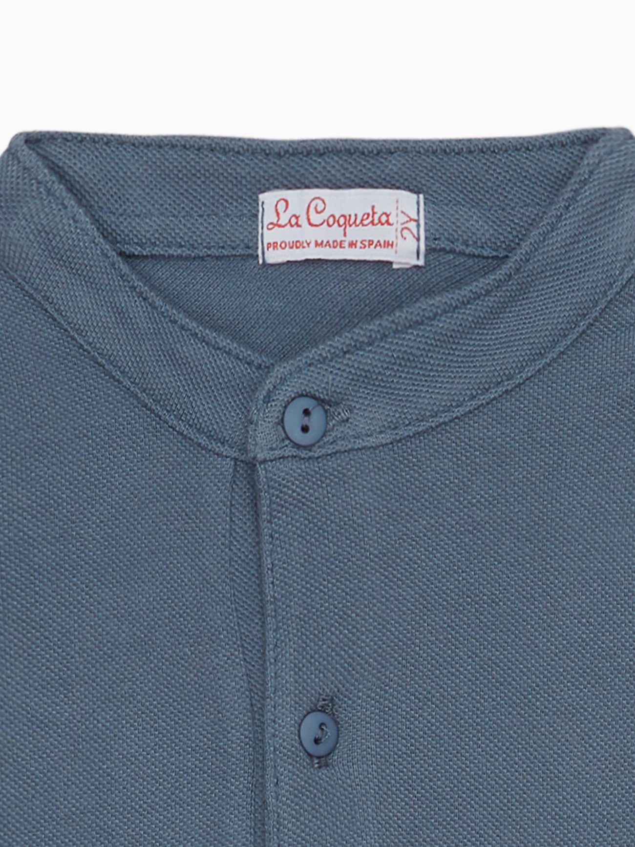 Dusty Blue Alcomo Long Sleeve Boy Polo Shirt