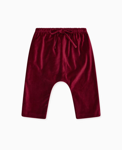 Burgundy Alex Velvet Baby Trousers