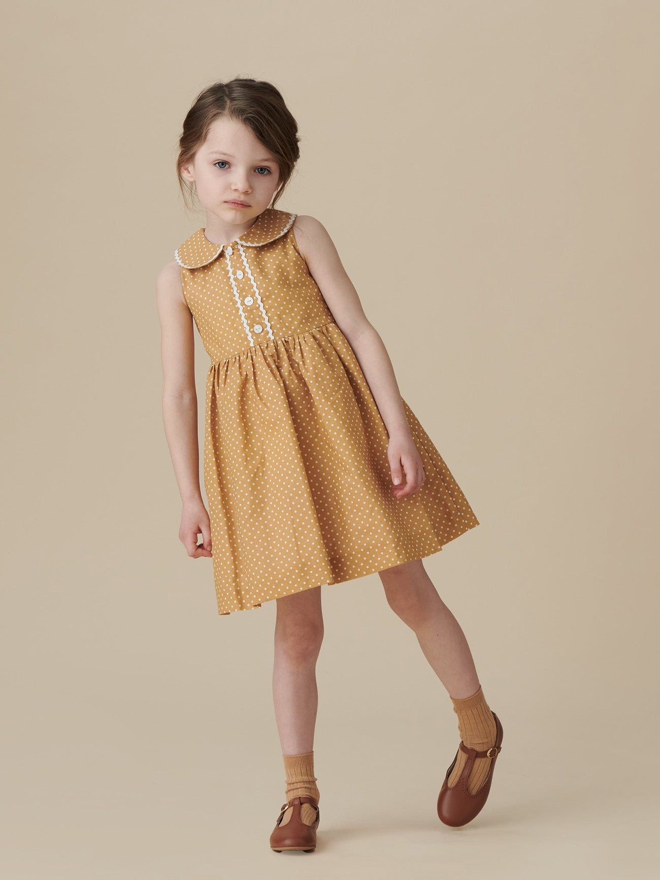 Mustard Polka Dot Amiee Girl Dress