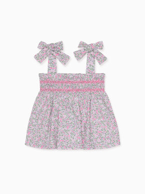 Fuchsia Floral Ana Smocked Girl Top