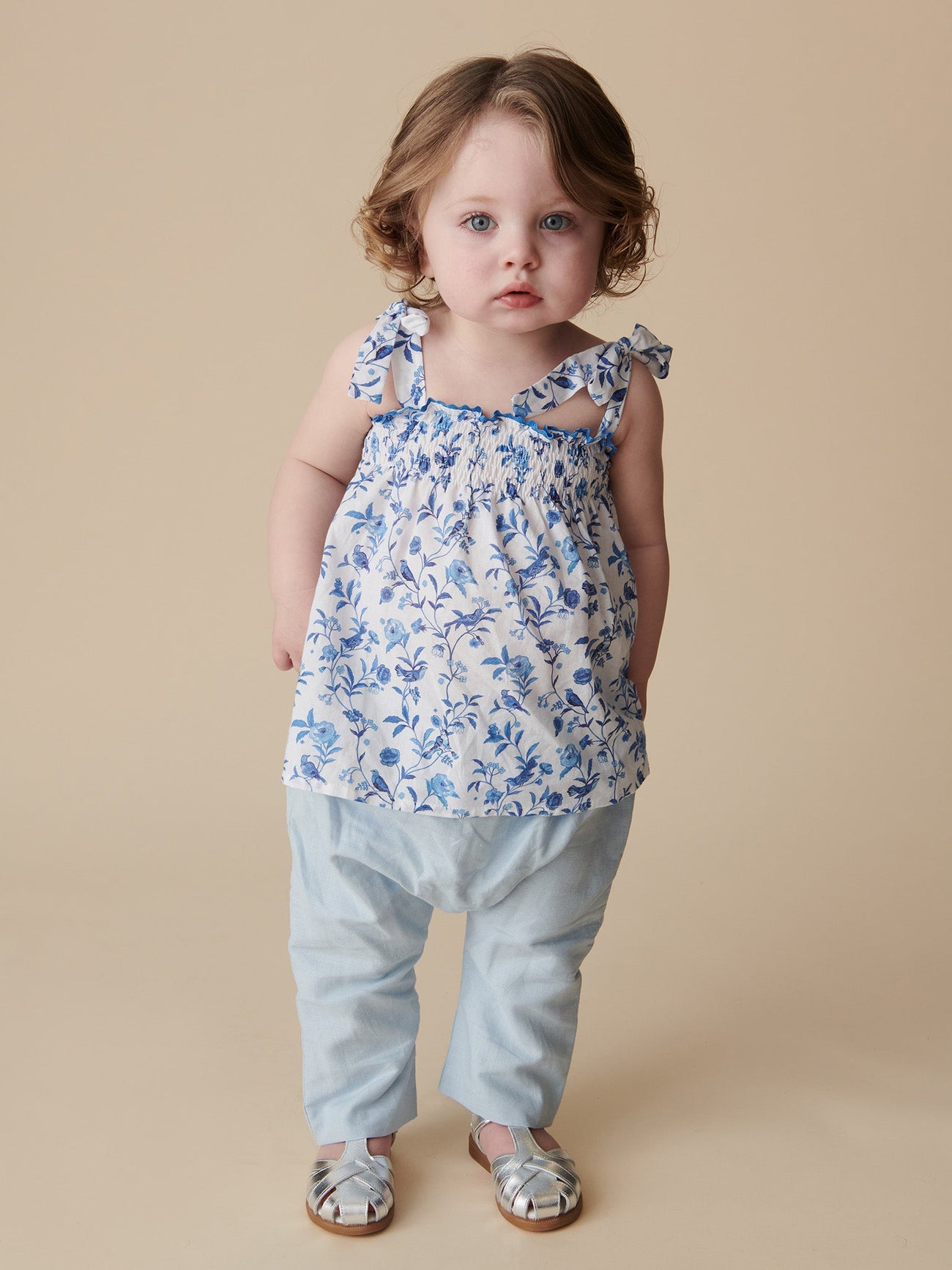 Blue Bird Floral Ana Baby Girl Shirt