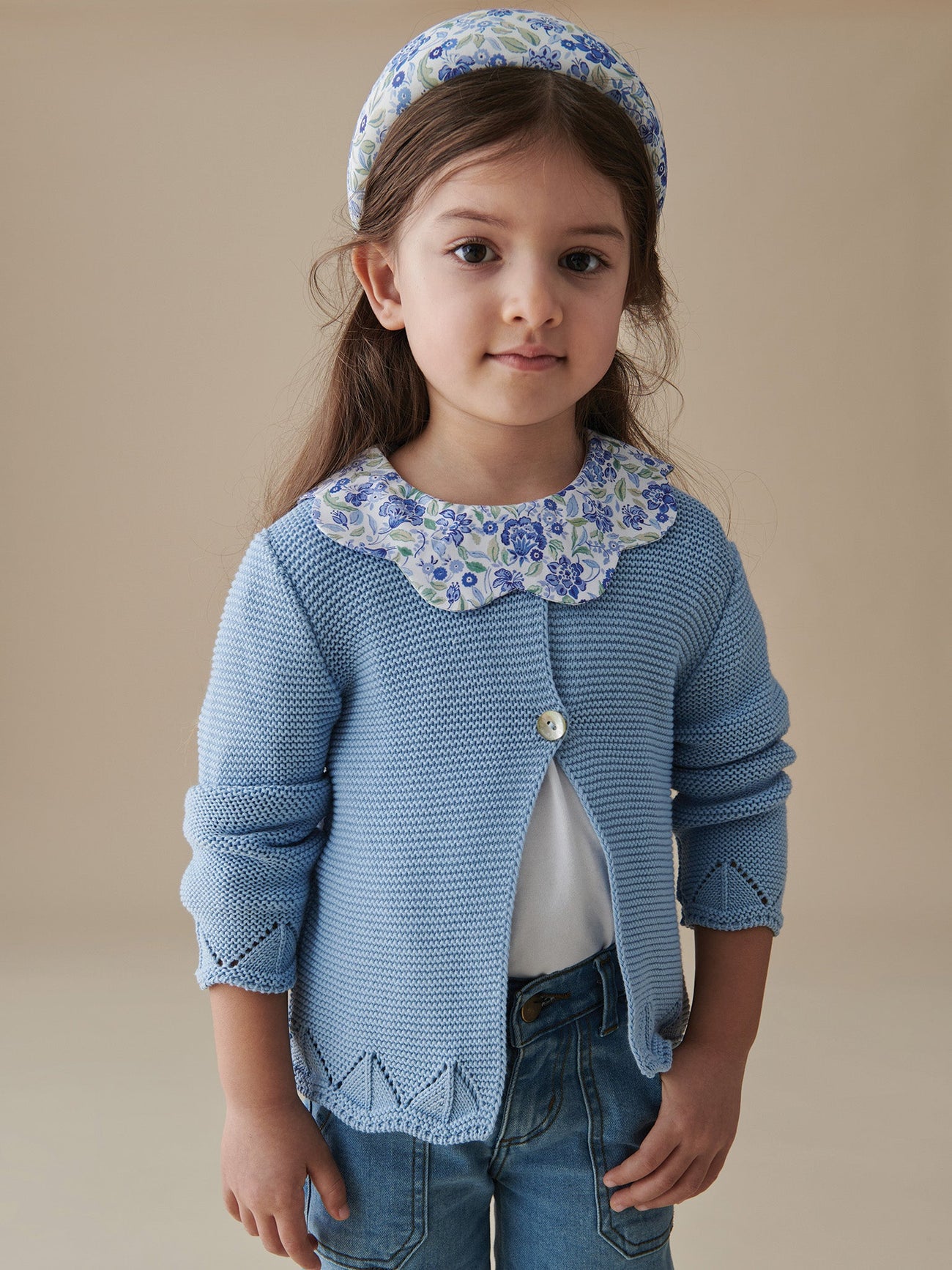 Dusty Blue Brisa Cotton Girl Cardigan