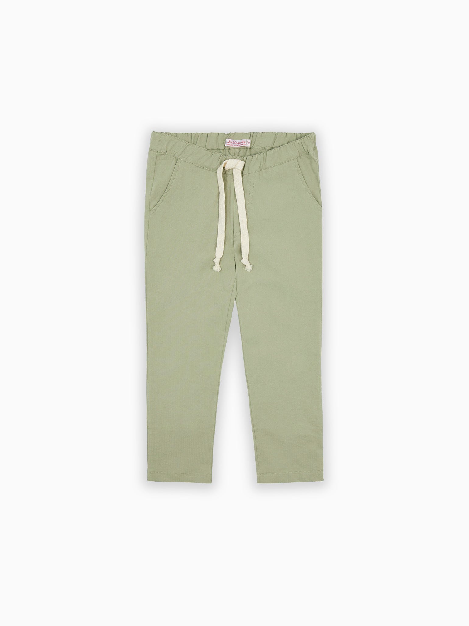 Sage Green Andreas Boy Cotton Trousers