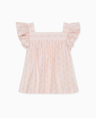 Pink Floral Stripe Anika Baby Girl Shirt