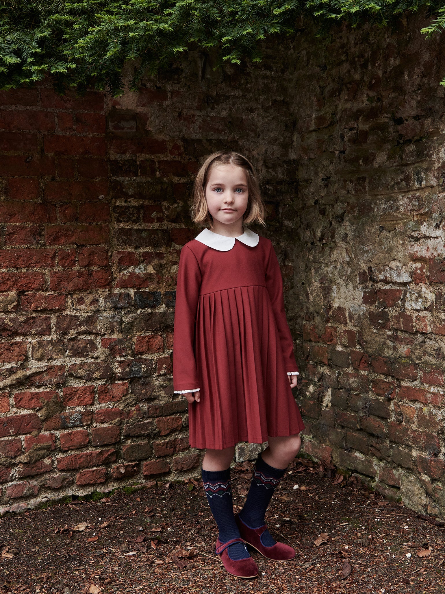 Navy Fair Isle Kids Knee High Socks