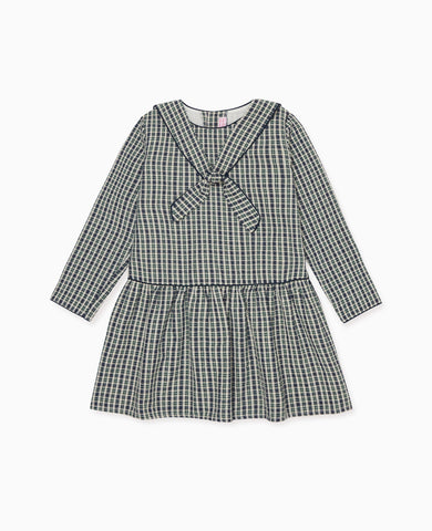 Navy Tartan Aranda Girl Drop Waist Dress