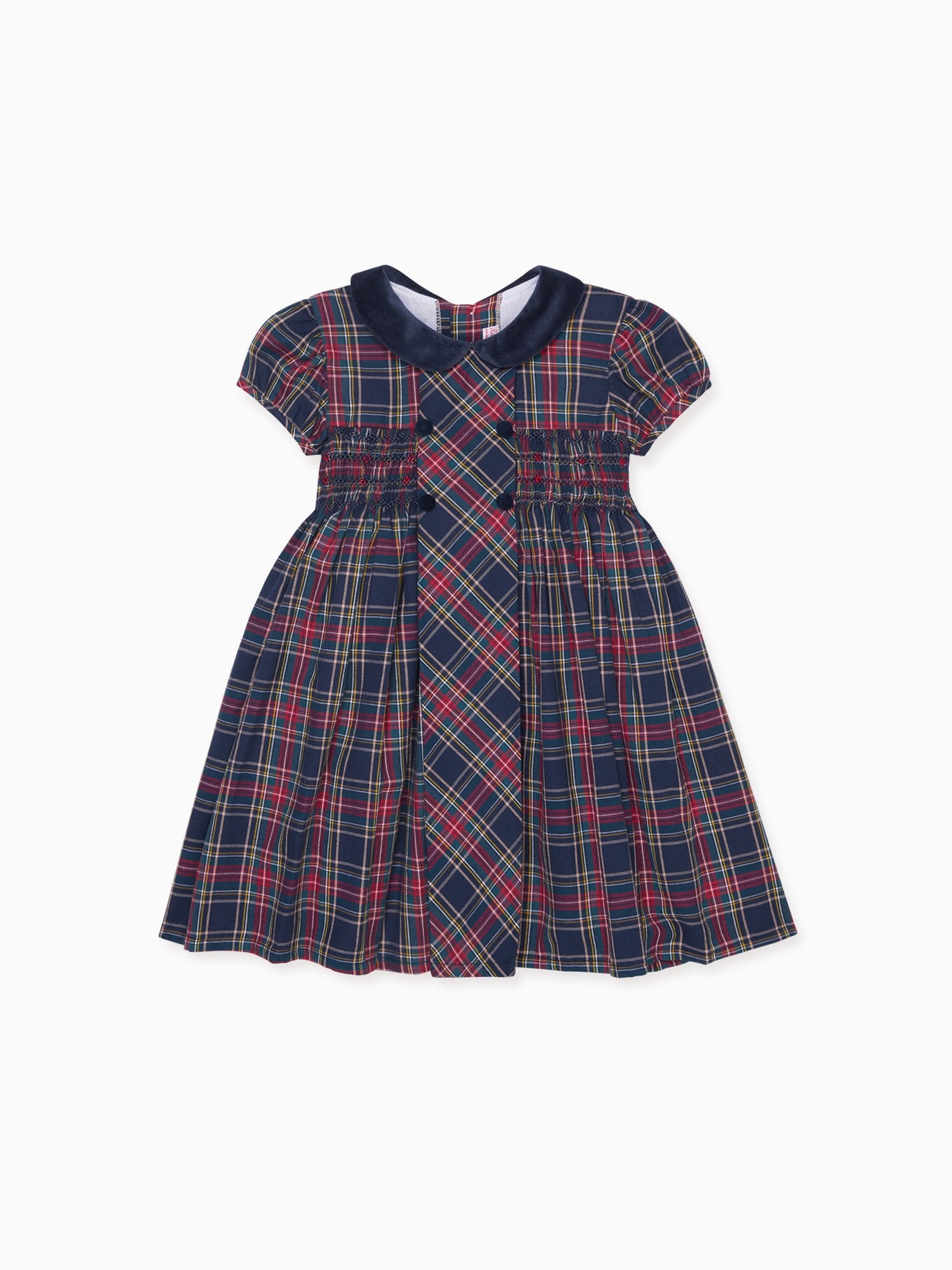 Navy Tartan Arcadia Girl Hand-Smocked Dress