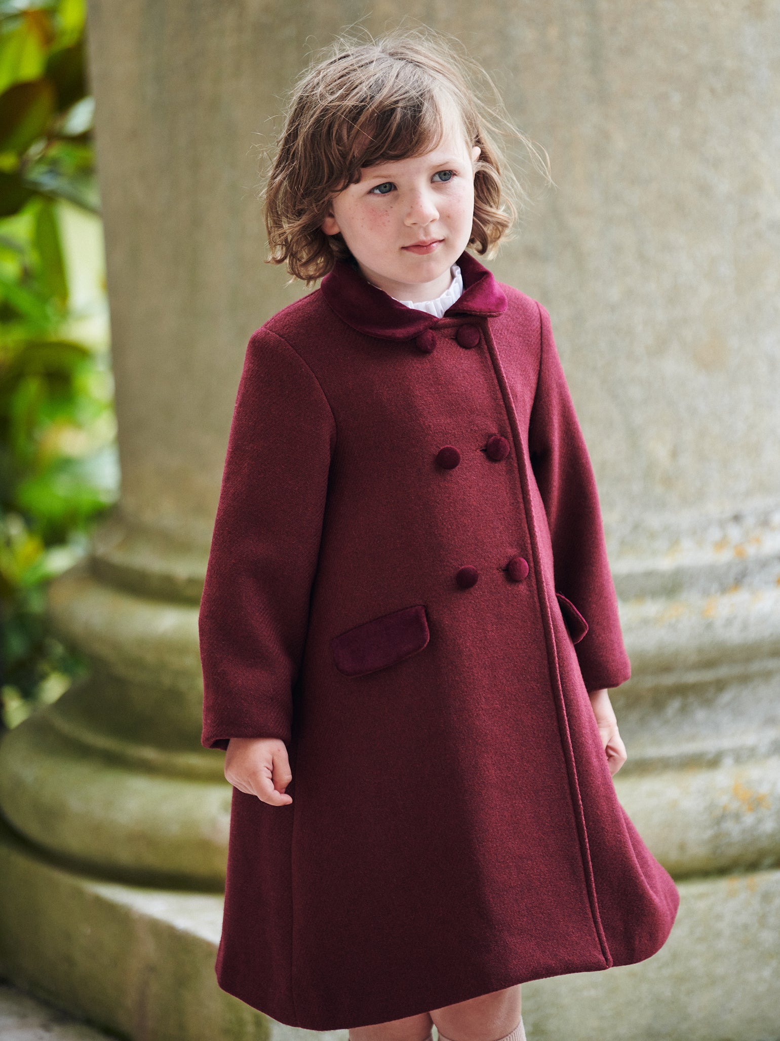 Burgundy Arrieta Girl Coat La Coqueta Kids