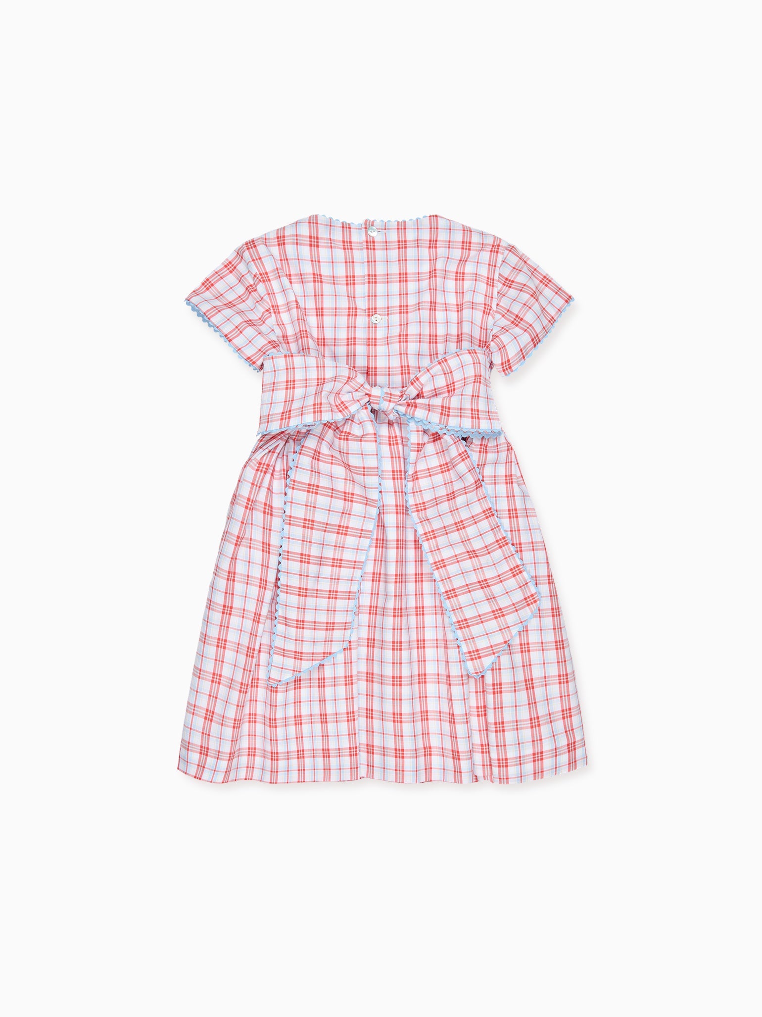 Red Check Ava Girl Hand-Smocked Dress