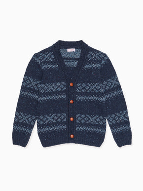 Dusty Blue Axel Fair Isle Merino Boy Cardigan