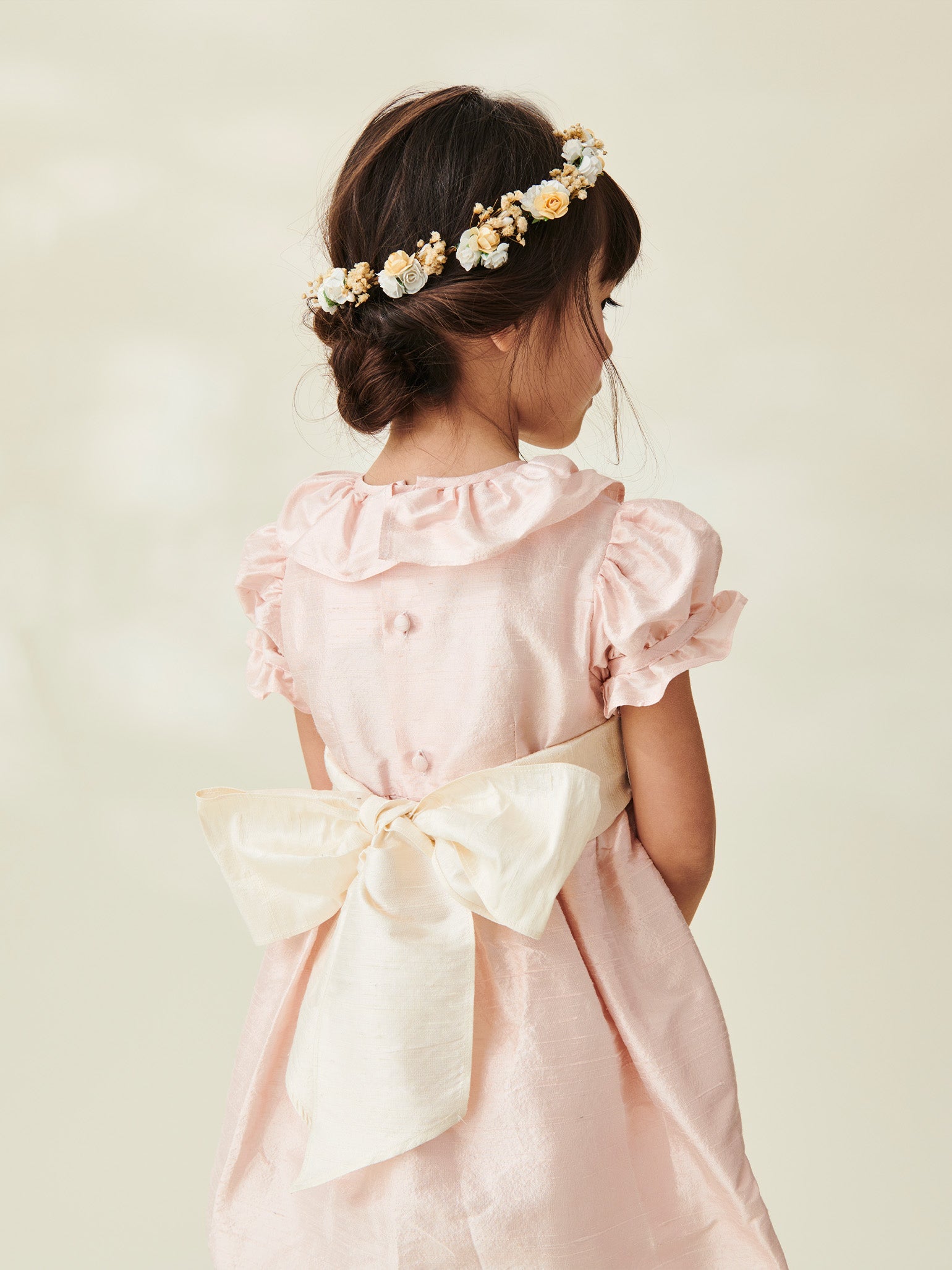 Dusty Pink Azalea Ceremony Girl Silk Dress La Coqueta Kids