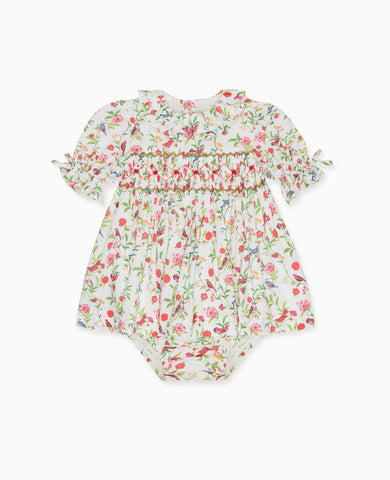 Ivory Bird Floral Azura Baby Girl Hand-Smocked Set