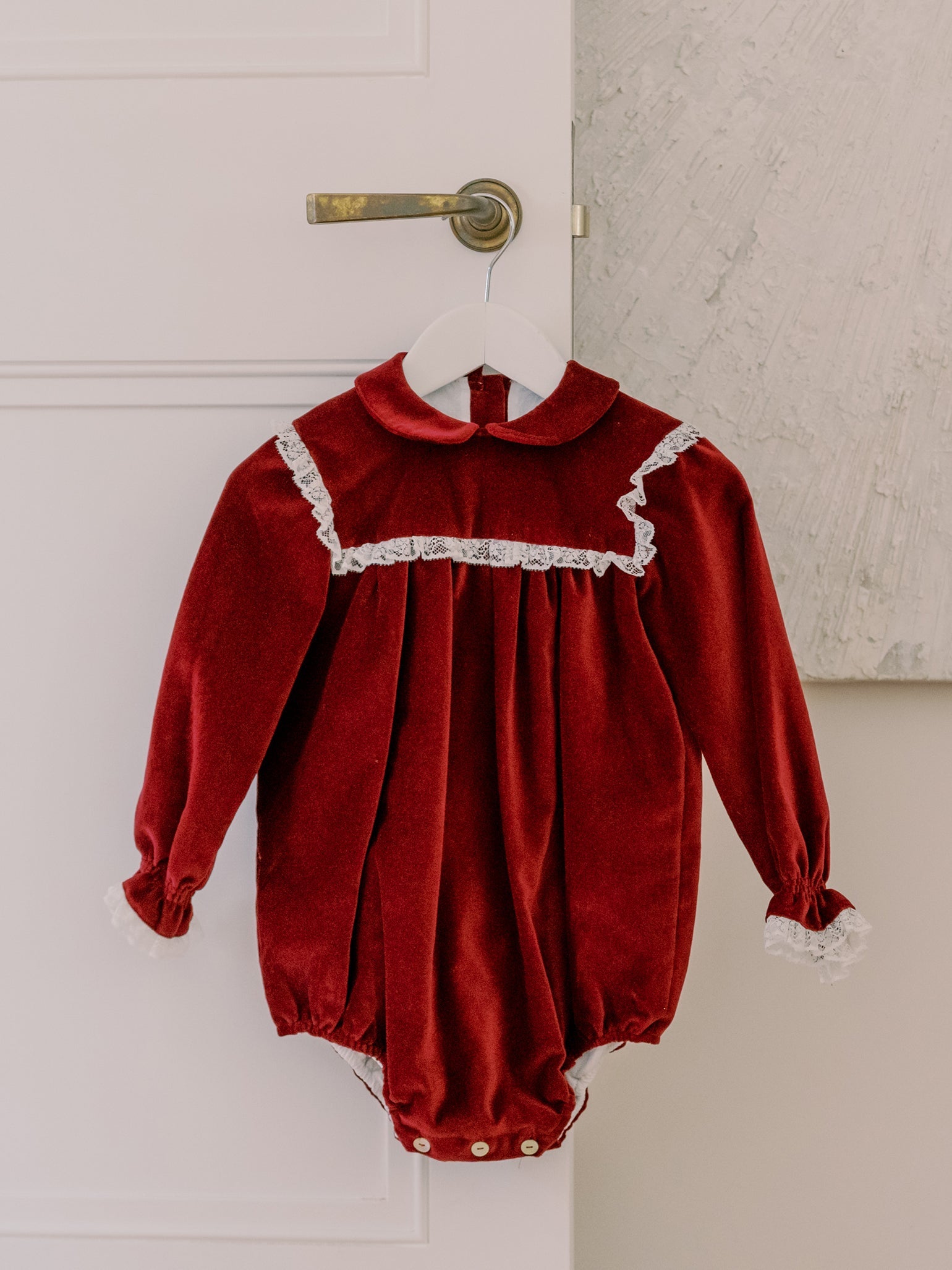 Burgundy Azura Velvet Baby Girl Romper