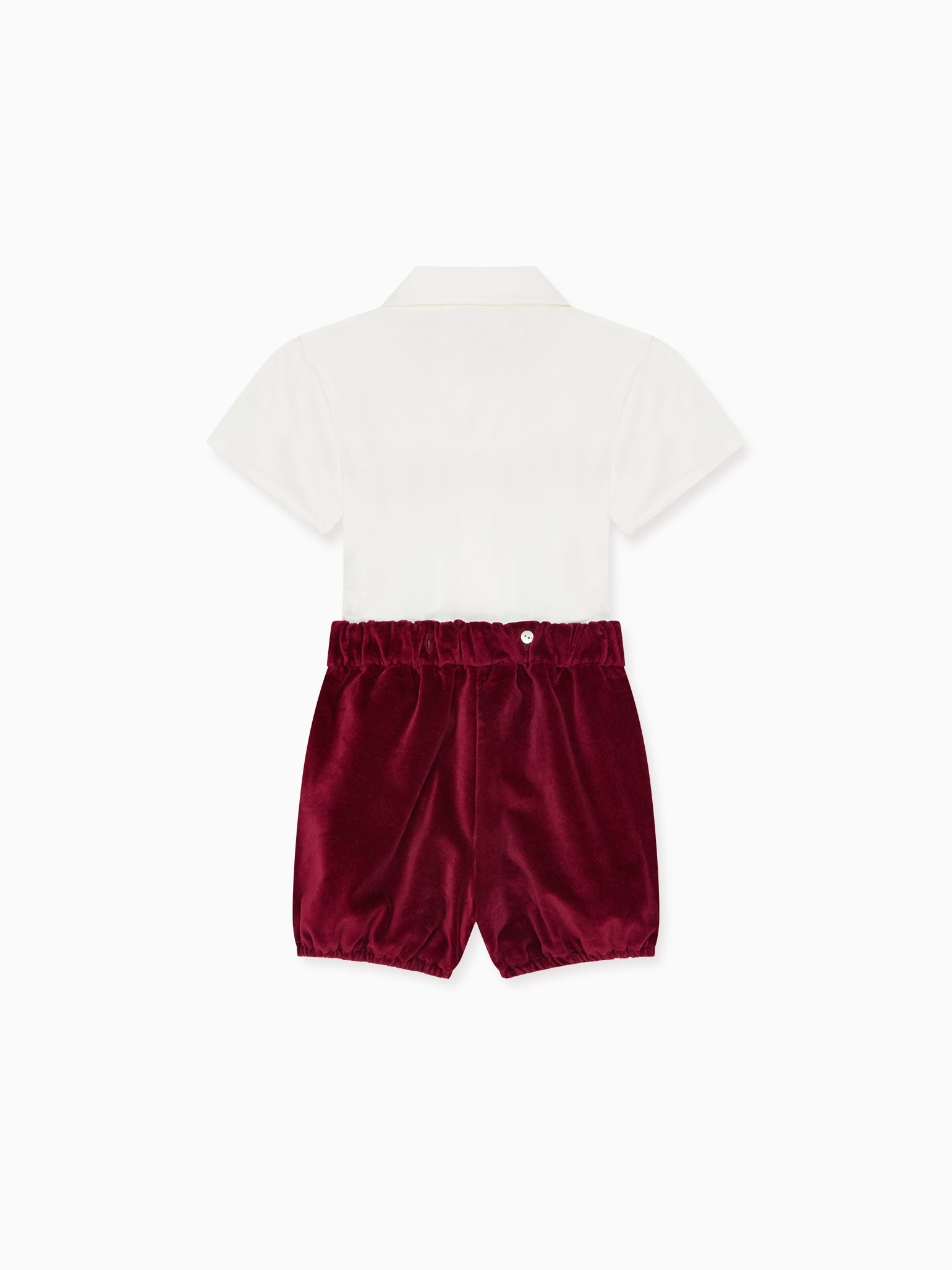 Burgundy Bautista Velvet Baby Boy Hand-Smocked Set