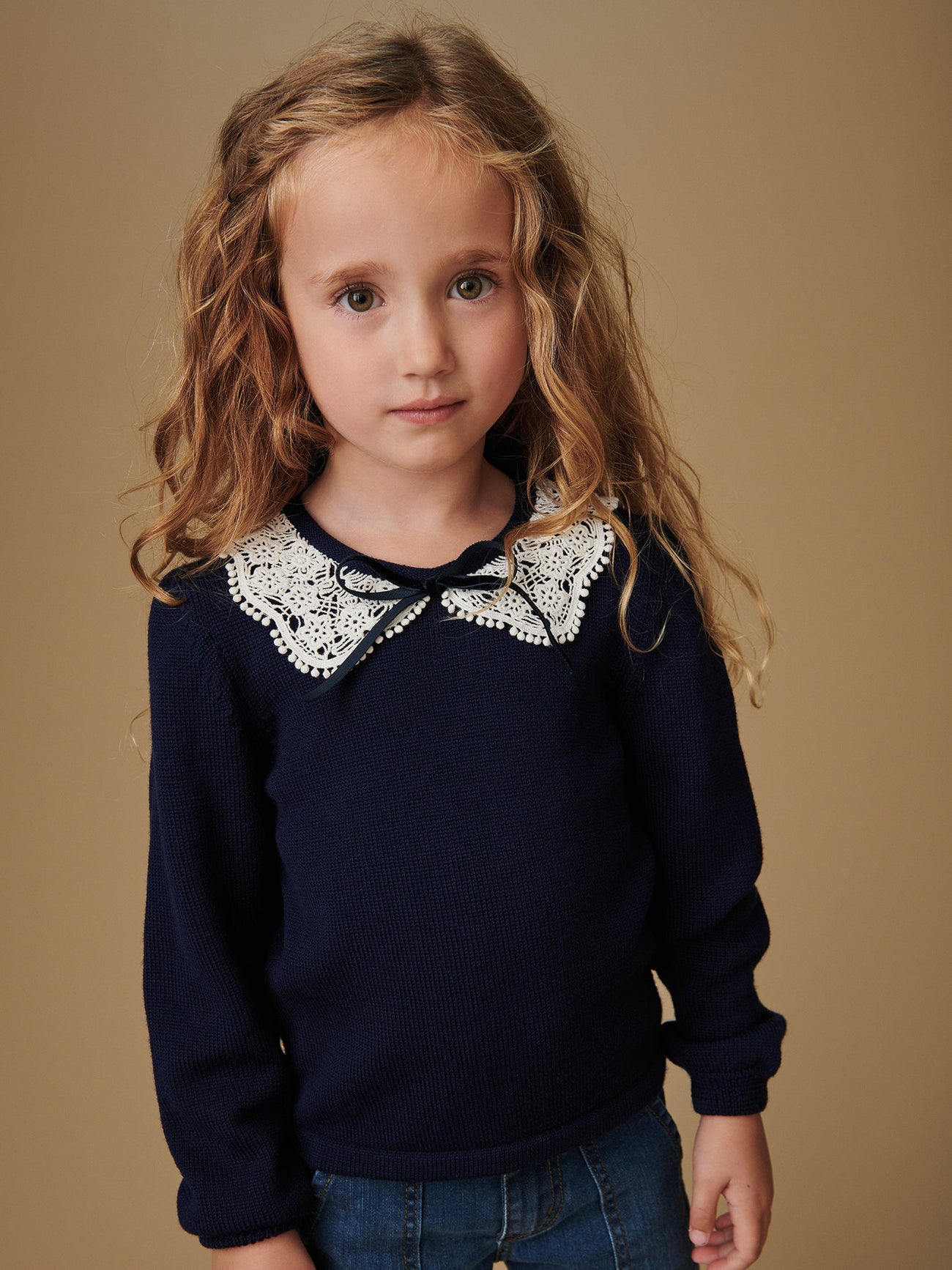 Navy Blanca Merino Girl Jumper