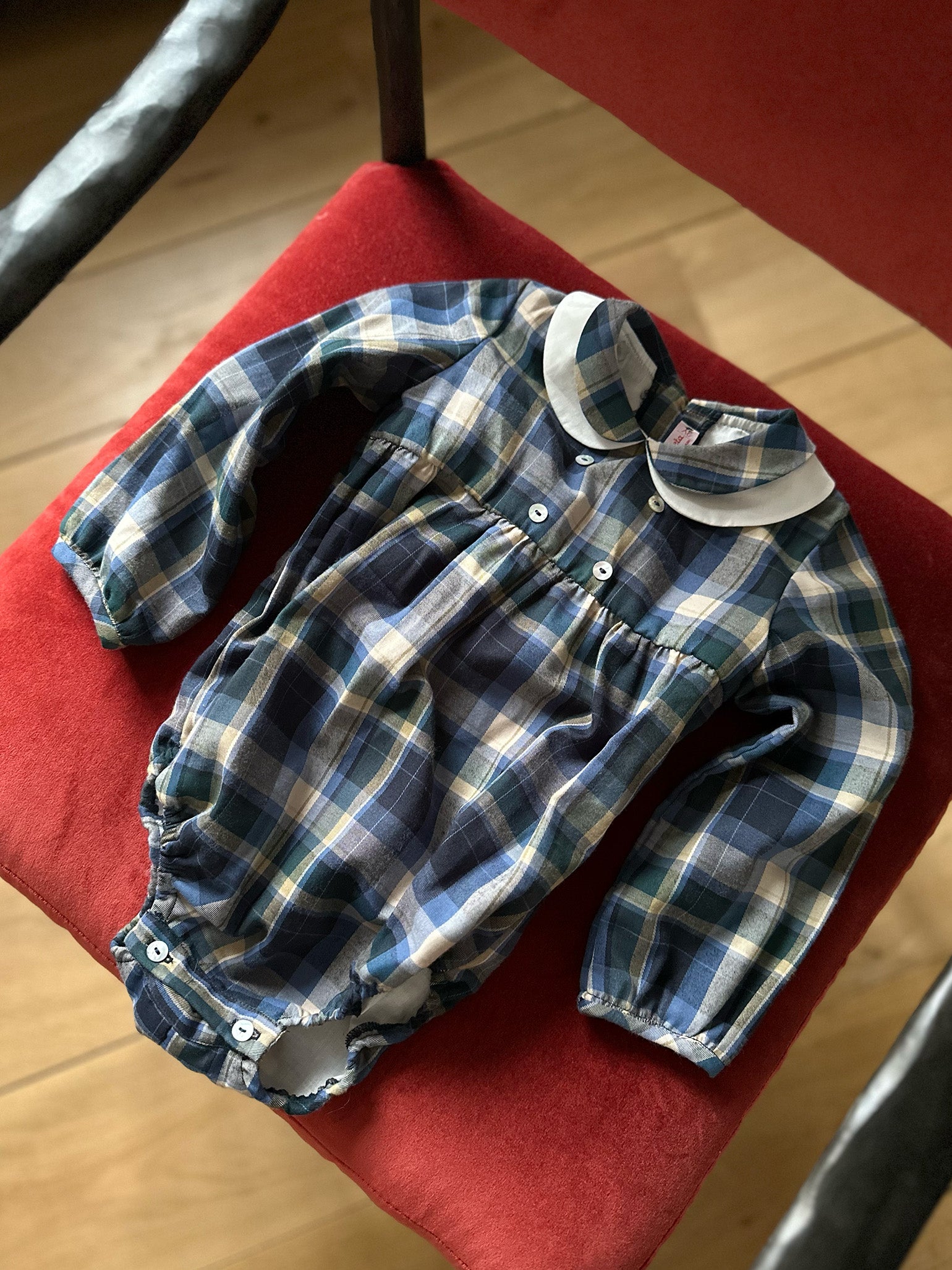 Blue Check Byblos Baby Romper