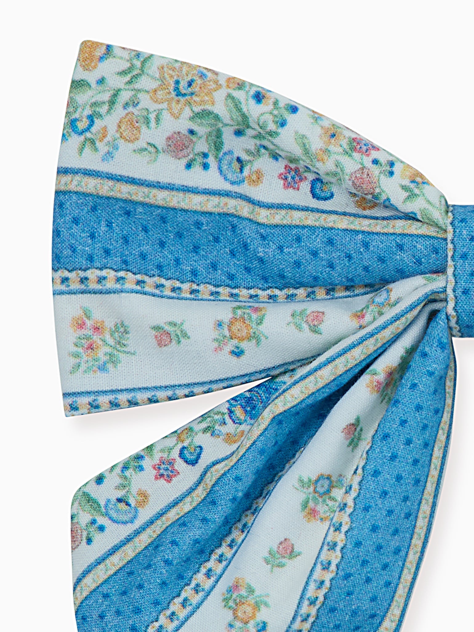 Blue Floral Stripe Girl Large Bow Clip