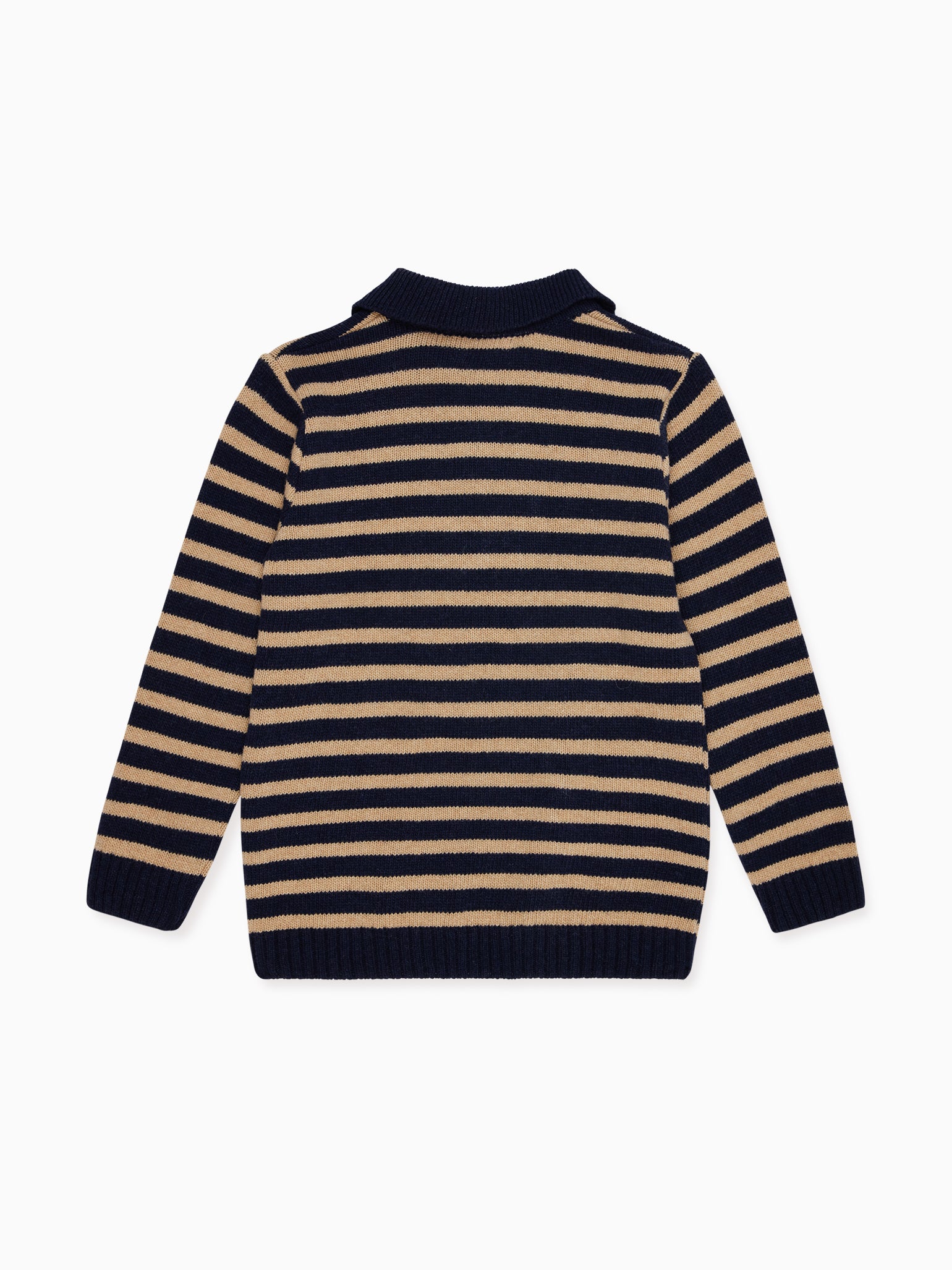 Navy & Brown Stripe Brio Merino Boy Jumper