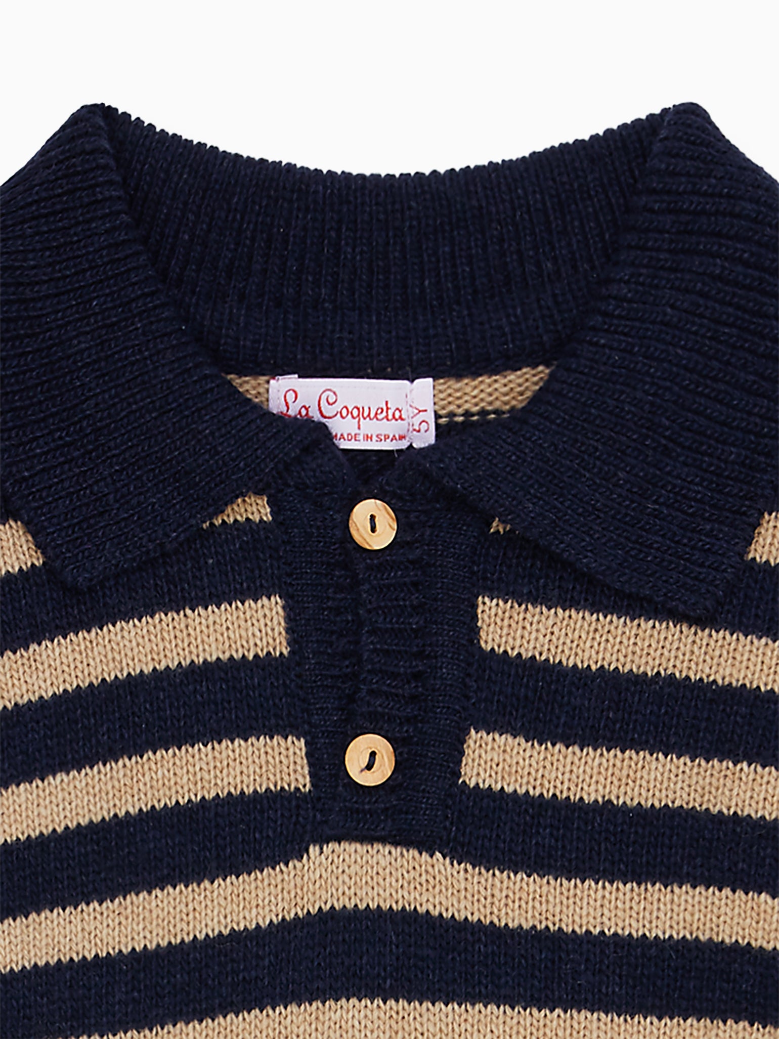 Navy & Brown Stripe Brio Merino Boy Jumper