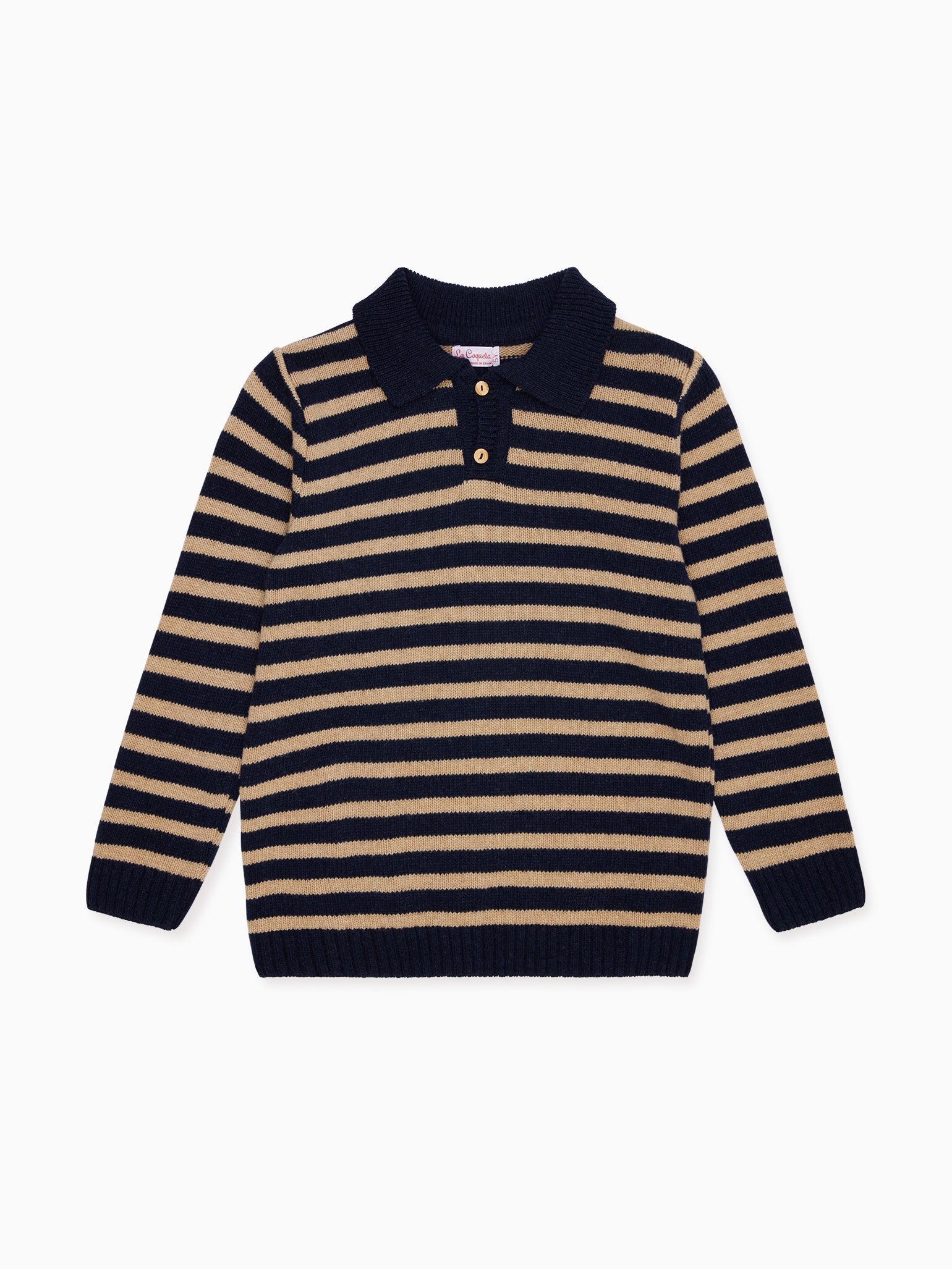 Navy & Brown Stripe Brio Merino Boy Jumper