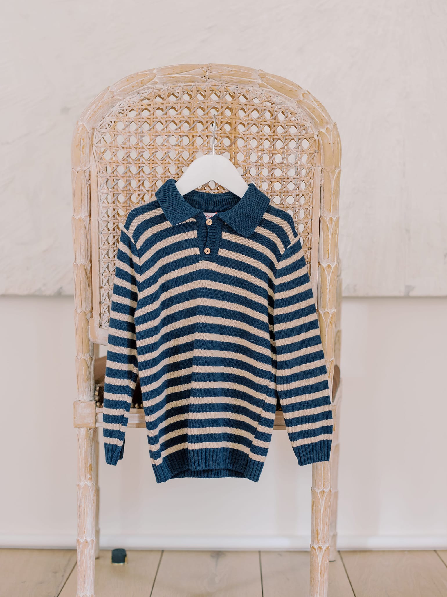 Navy & Brown Stripe Brio Merino Boy Jumper