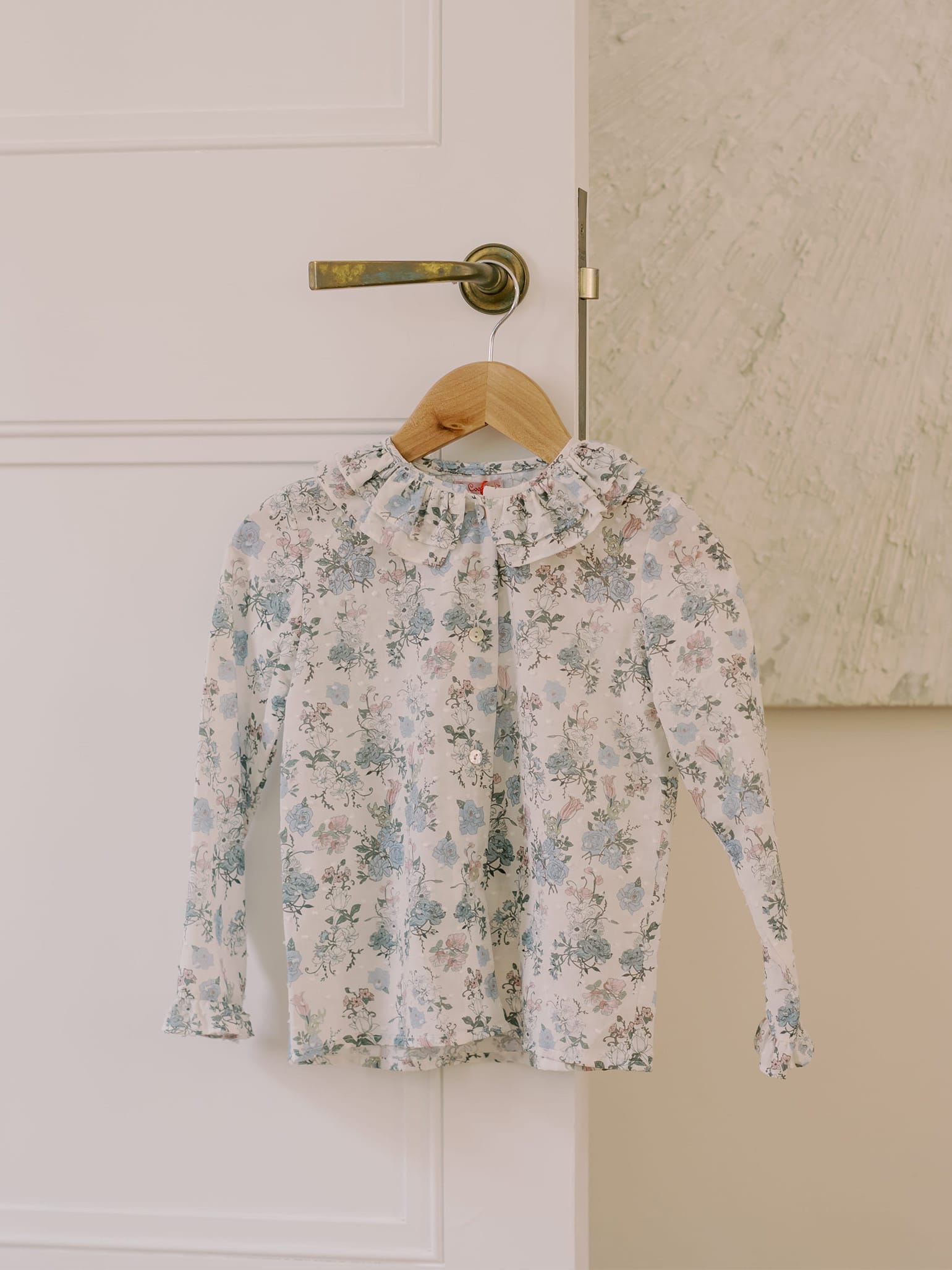 Blue Floral Carlotta Long Sleeve Baby Girl Shirt