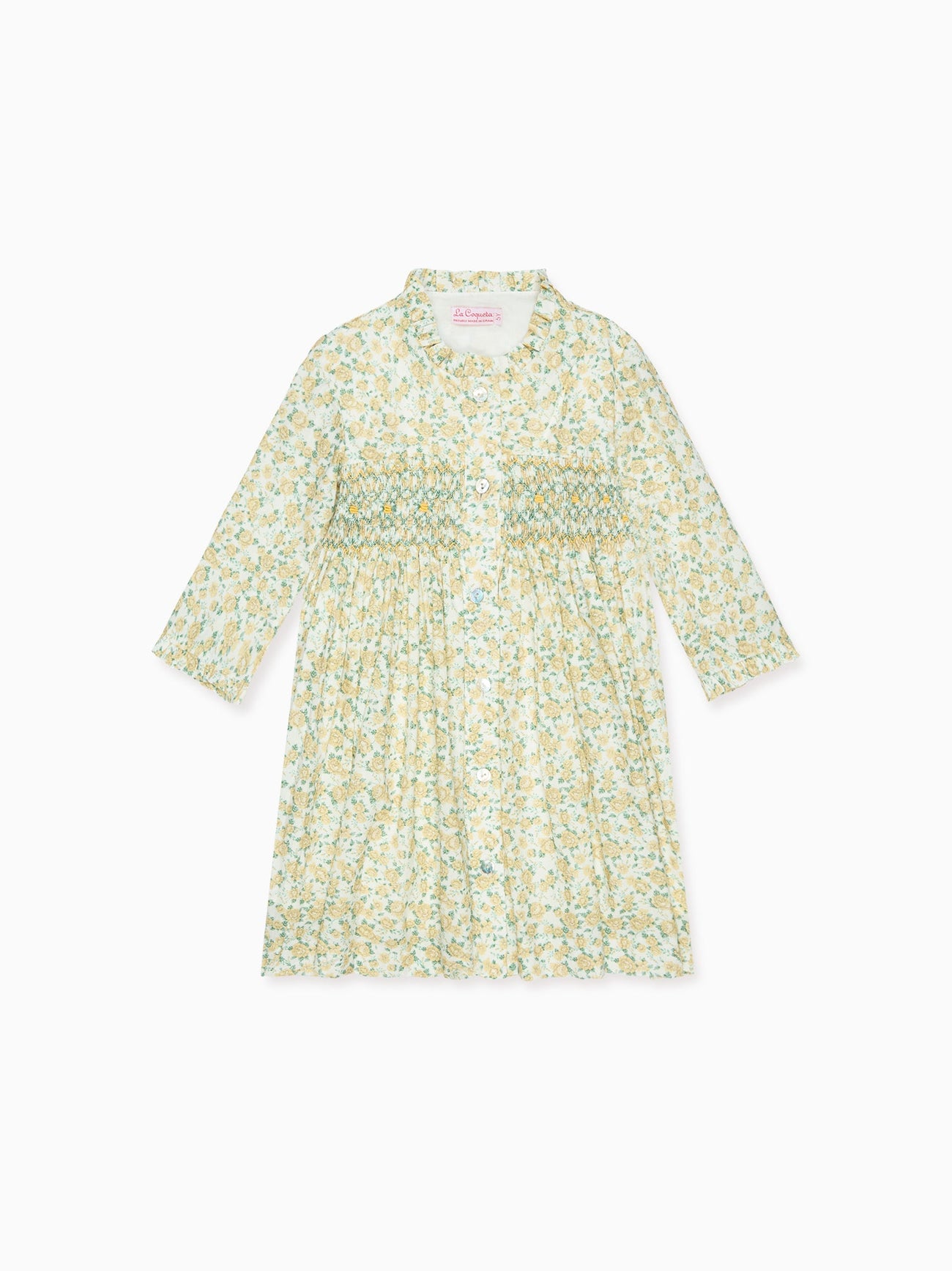 Yellow Floral Casilda Girl Hand-Smocked Dress