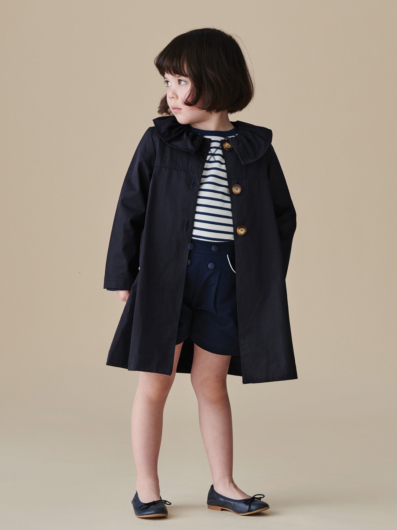 Navy Celestina Girl Water Repellent Coat