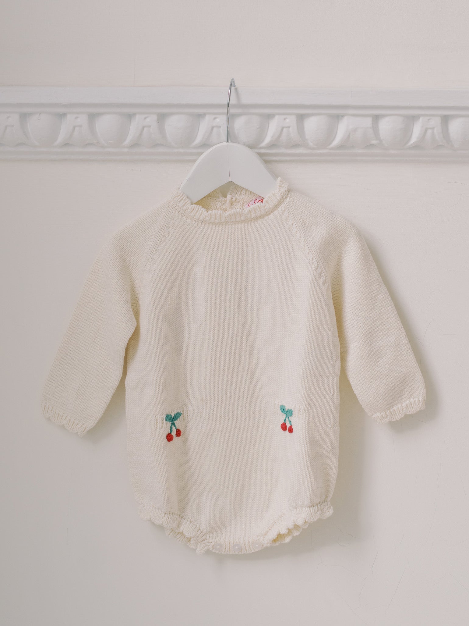 Ivory Cereza Cotton Baby Girl Knitted Romper