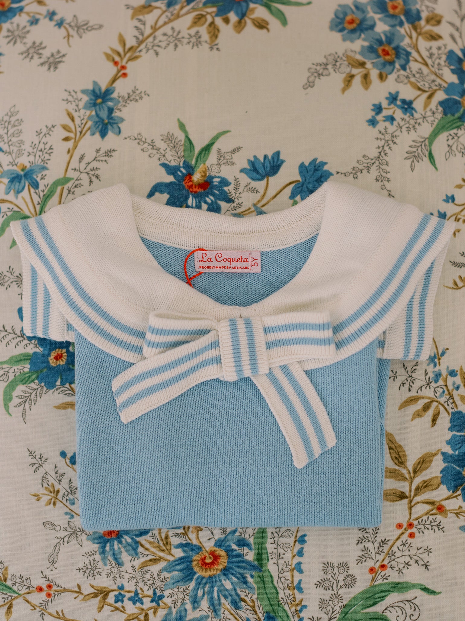 Dusty Blue Claudina Cotton Girl Jumper