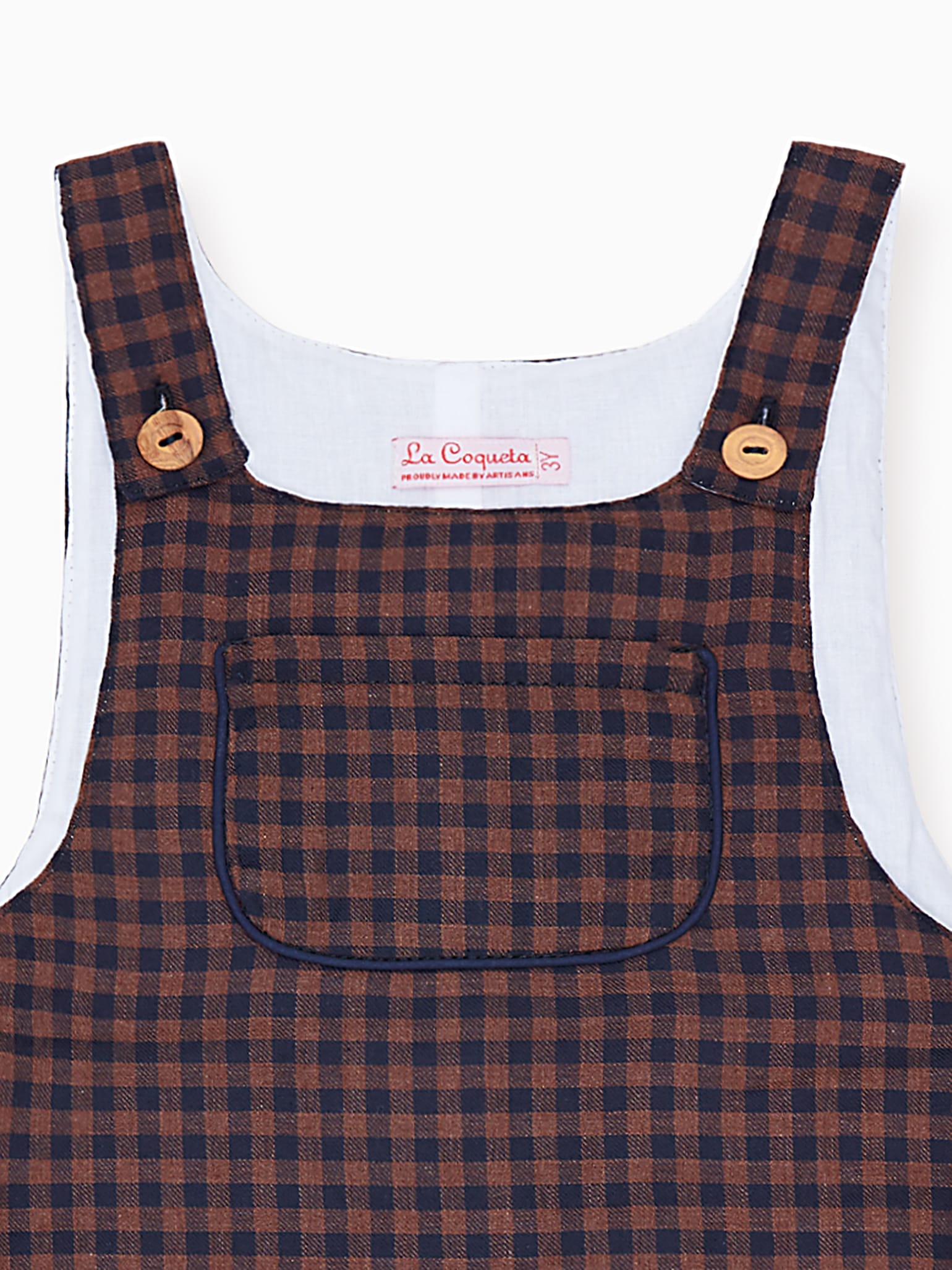 Navy Check Coroza Baby Dungarees