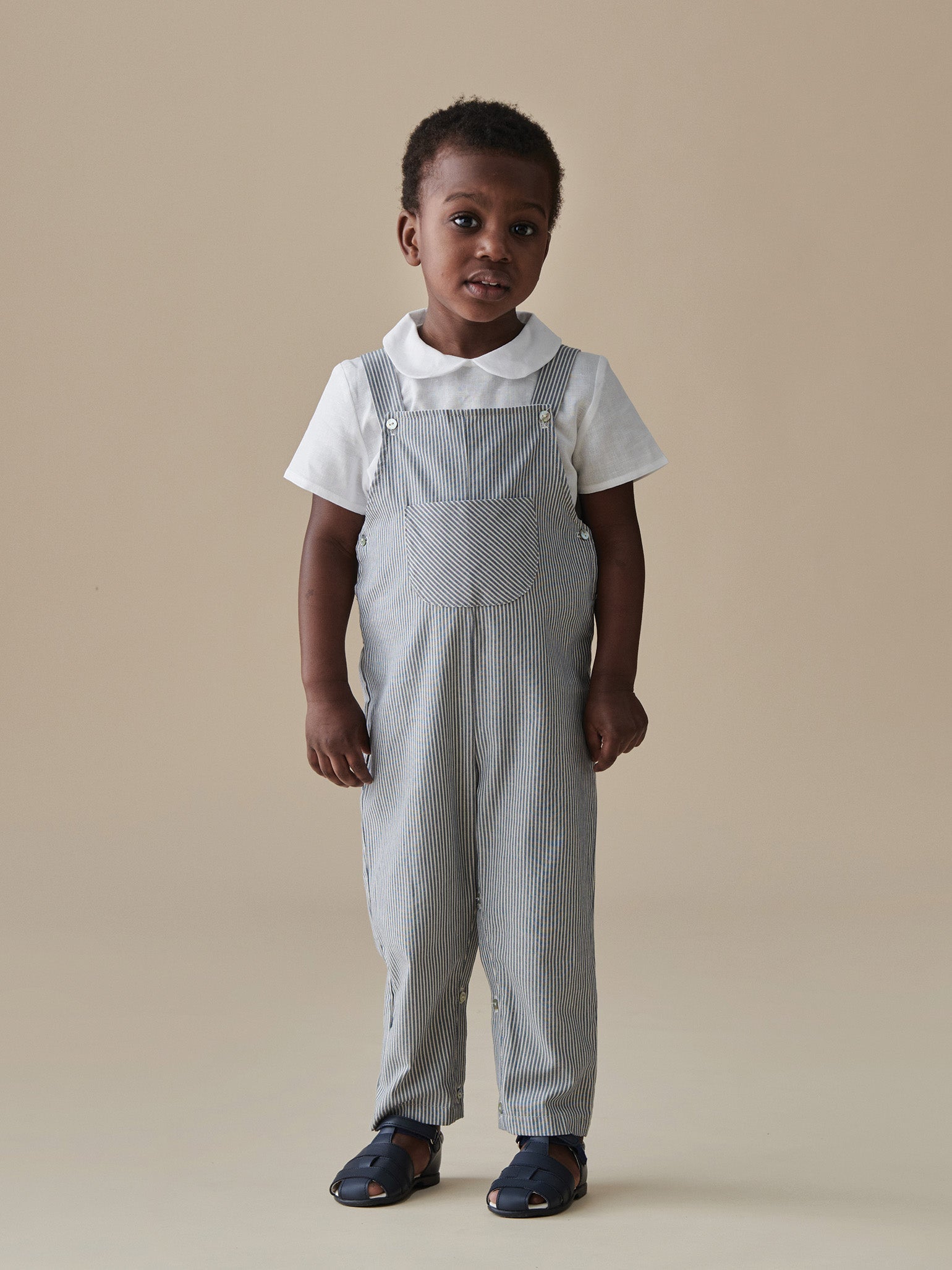 Navy Stripe Coroza Baby Dungarees