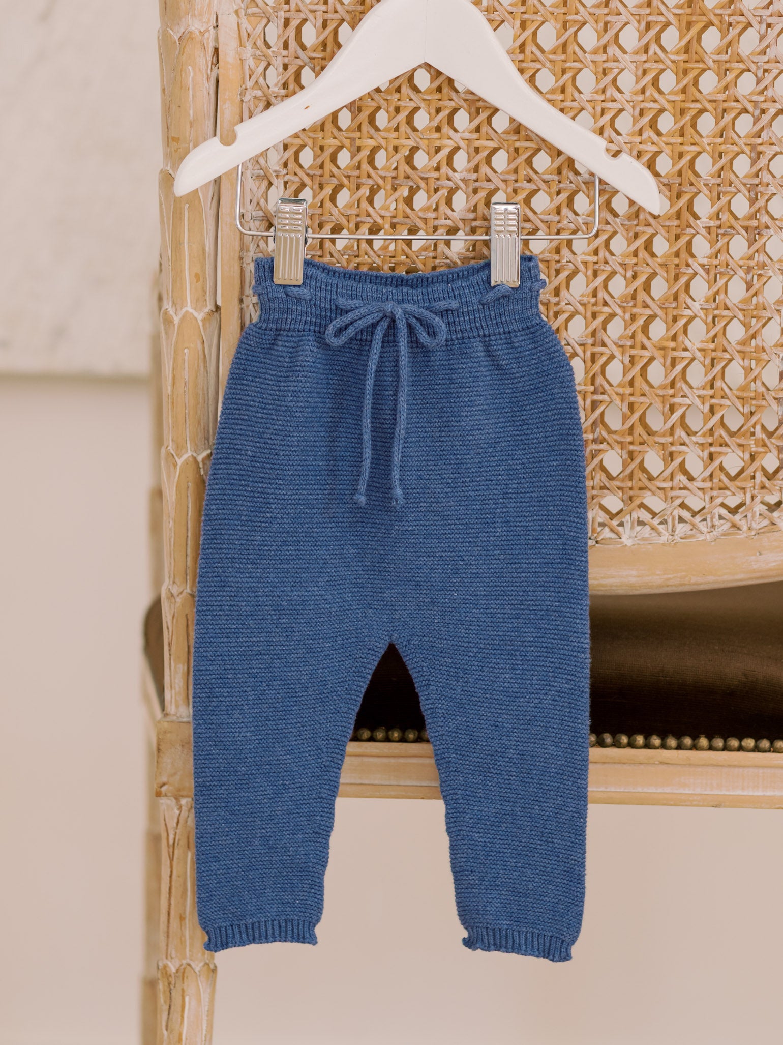 Dark Blue Fino Cotton Baby Knitted Trousers