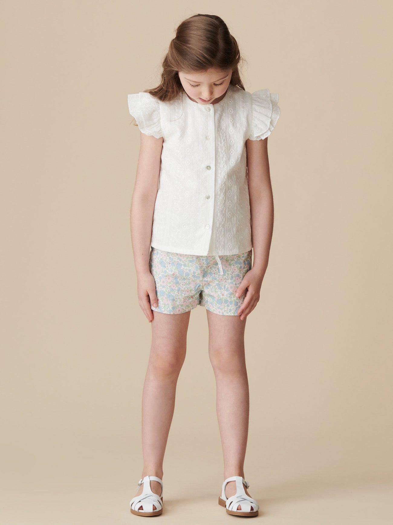 Blue Floral Antonia Cotton Girl Shorts