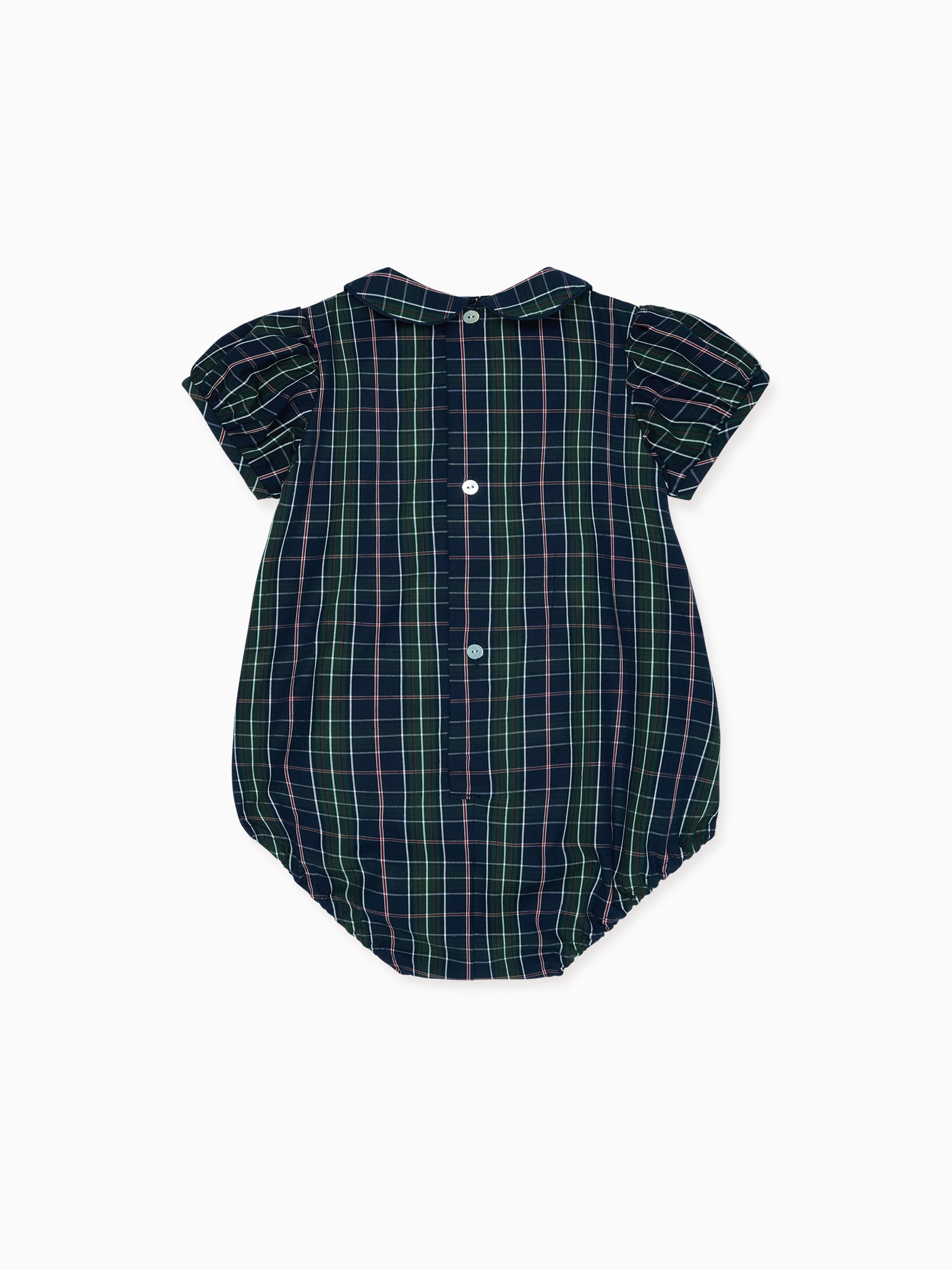 Navy Tartan Dolores Baby Girl Hand-Smocked Romper