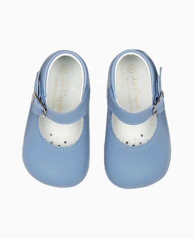 Dusty Blue Leather Baby Mary Jane Shoes