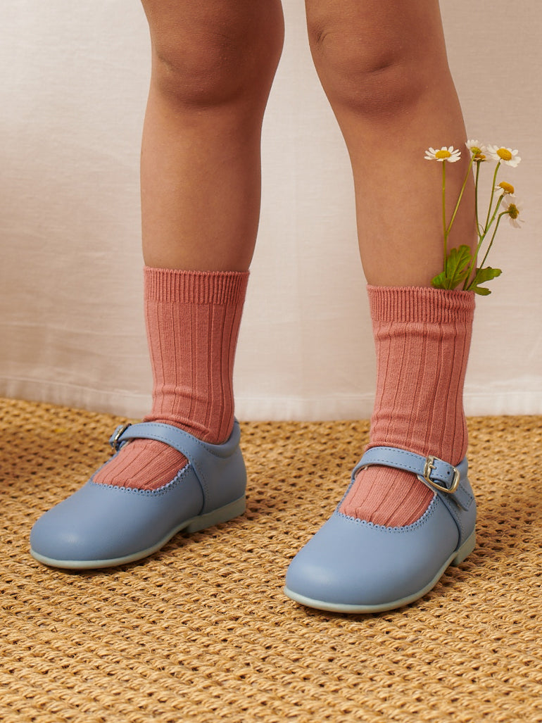 Dusty Blue Leather Toddler Mary Jane Shoes