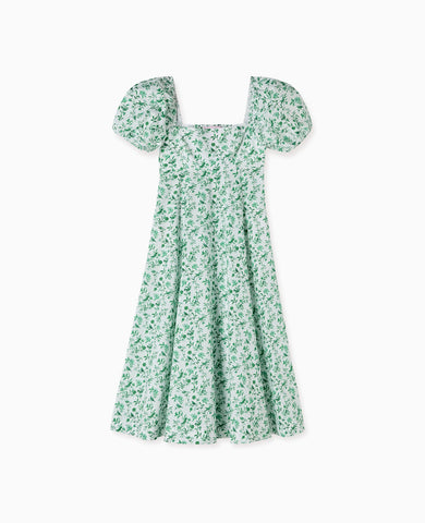 Hill House Home X La Coqueta Green Bird Floral Matilda Dress