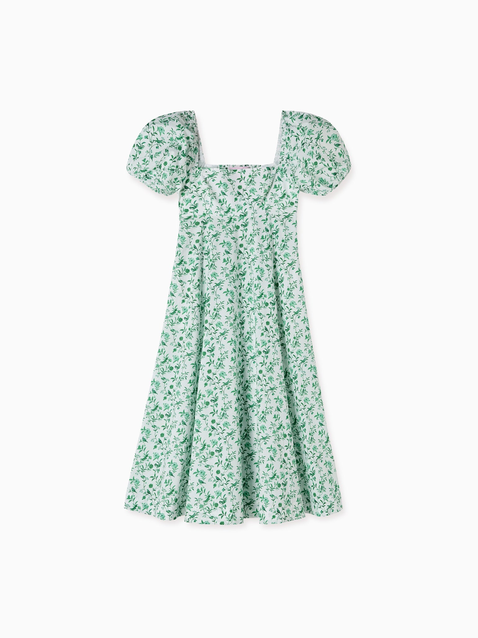 Hill House Home X La Coqueta Green Bird Floral Matilda Dress