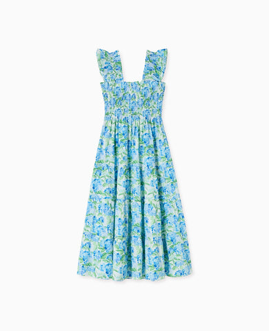 Hill House Home X La Coqueta Blue Watercolour Hydrangea Ellie Nap Dress